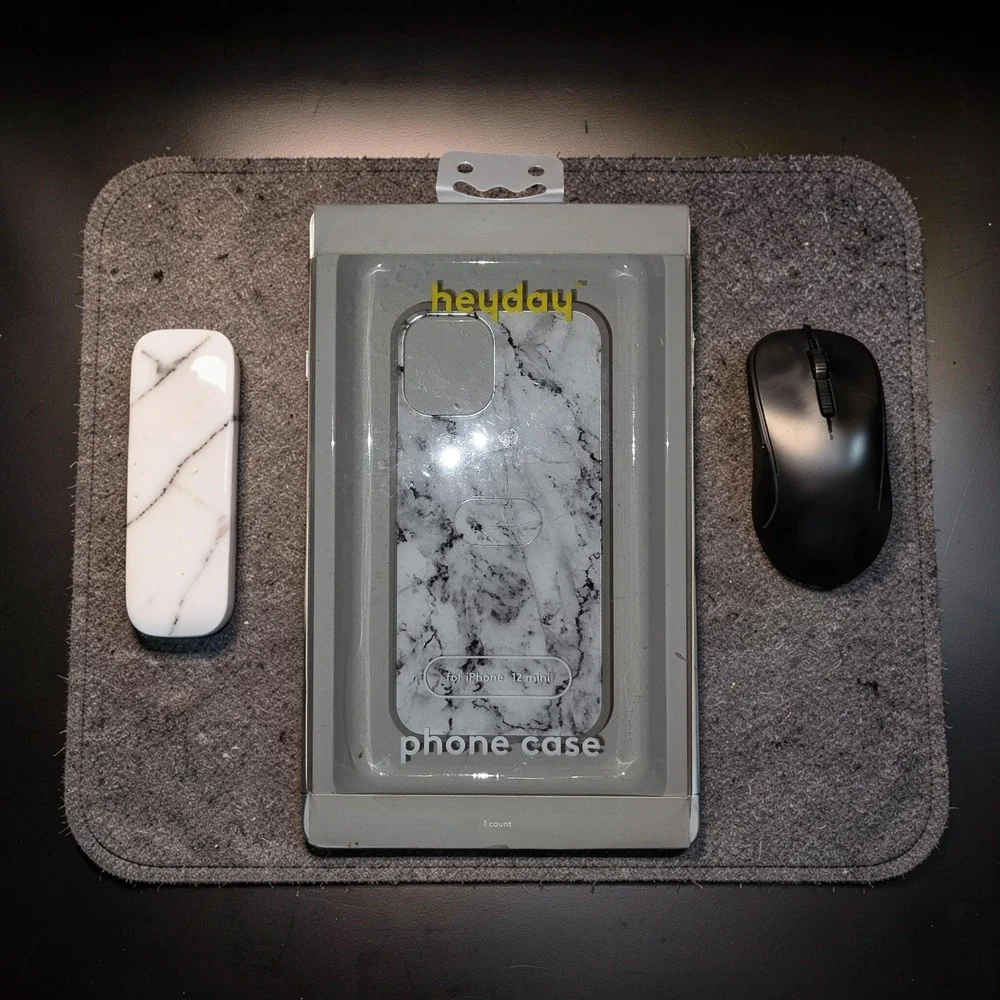 Heyday Apple iPhone 12 Mini Case White Grey Marble Stone Pattern Slim Hardshell
